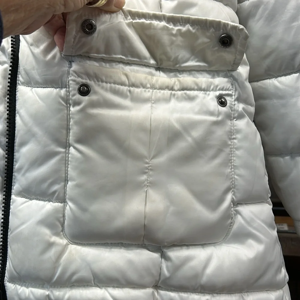 Justice White Puffy coat‎ white with black trim girls size 14/16
